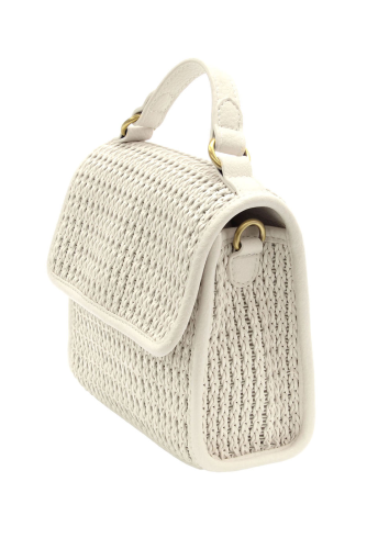 White Freya Top Handle Flap Crossbody Braided Bag