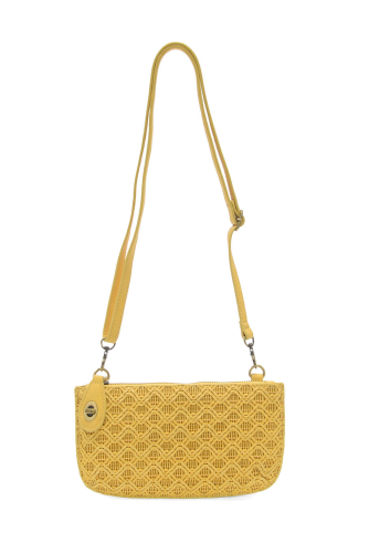 Yellow Lattice Woven Mini Crossbody Wristlet Clutch