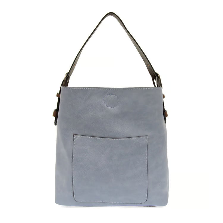 Wedgewood Blue Hobo Coffee Handle Silver Buckle Handbag