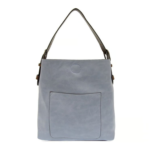 Wedgewood Blue Hobo Coffee Handle Silver Buckle Handbag