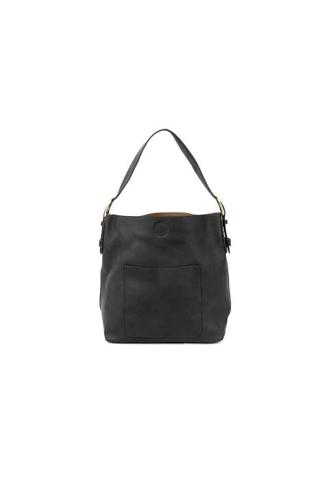 Metallic Platinum Hobo Black Handle Handbag