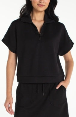 Half Zip Popover, Black