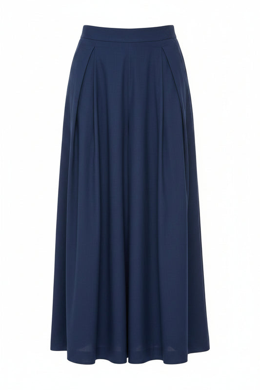 Poplin Extra Wide Leg Trousers, Navy